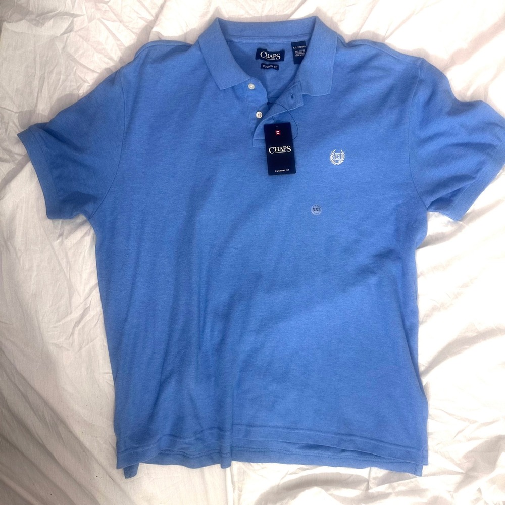 NWT‎ Chaps Polo Shirt Men's XXL MSRP $45 Blue Ralph Lauren Quiet Luxury Preppy
